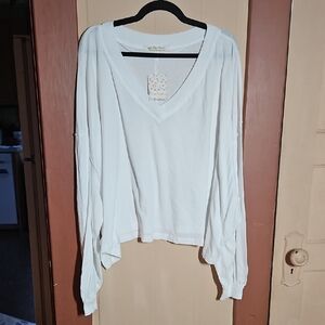 We The Free White V-Neck Long Sleeve Top